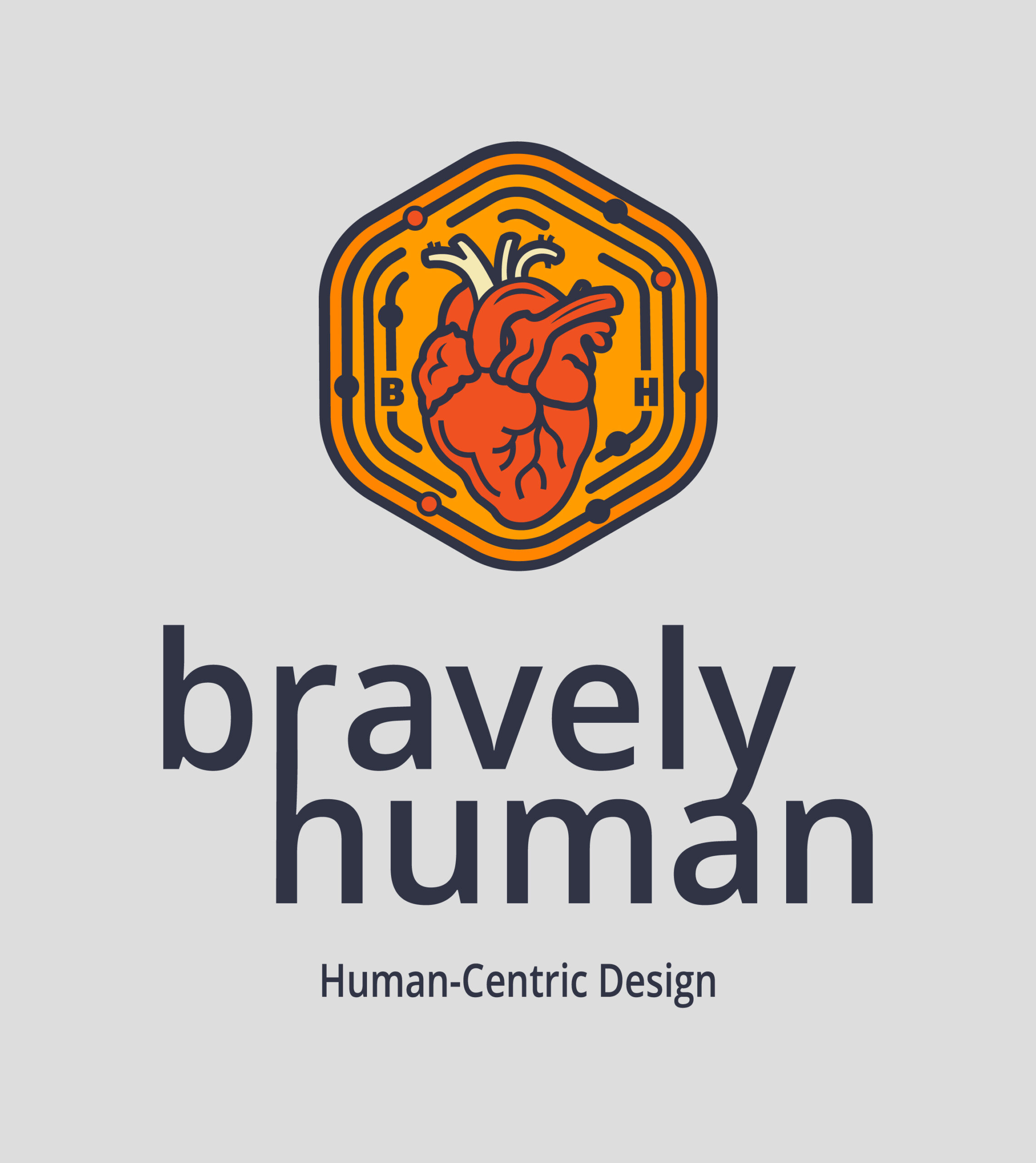 The logo concept for bravely human, a team dedicated to human-centered design, is shown in the following image.